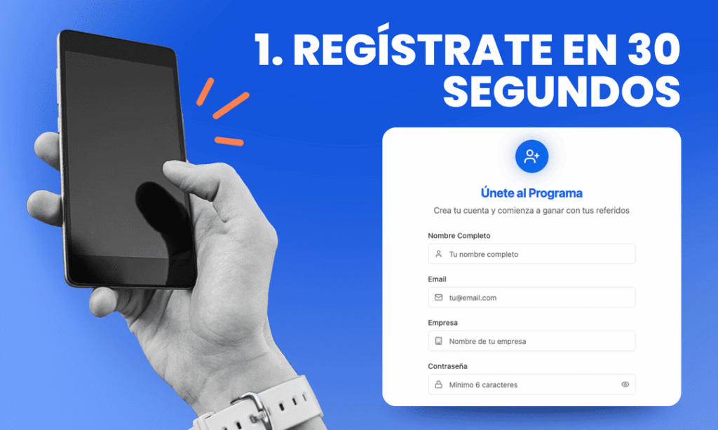 Regístrate en el programa de referidos en 30 segundos